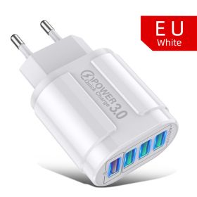 USB Charger 4 Ports EU US QC 3.0 48W Fast Charging Wall Charger Adapter For iPhone 13 12 11 Samsung Xiaomi Phone Charger