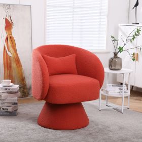 Swivel Accent Chair Armchair, Round Barrel Chair in Fabric for Living Room Bedroom(Orange)