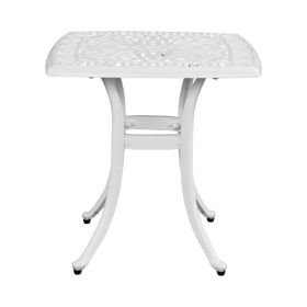 Outdoorr Cast Aluminum Square Table, End Table Side Table for Paio Backyard Pool, Cast Aluminum Cocktail Table, Outdoor Bar Table, White