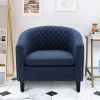 accent Barrel chair living room chair with nailheads and solid wood legs&nbsp; Black&nbsp; Navy Linen