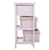 One Drawer Nightstand with Two Removable Baskets, Storage Bedside Table, Modern End Table with Tall Legs, Indoors, White