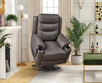 Liyasi Electric Power Lift Recliner Chair with 1 Motor, 3 Positions, 2 Side Pockets, Cup Holders,Suede fabric