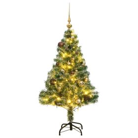 Artificial Christmas Tree 150 LEDs&Ball Set&Flocked Snow 59.1"