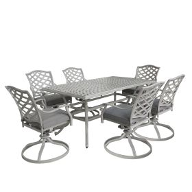 Modern Outdoor 7-Piece Aluminum Dining Set, Basalt