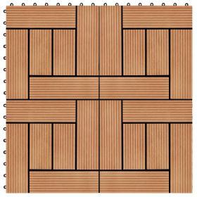 11 pcs Decking Tiles WPC 11.8"x11.8" 1 sqm Teak Color