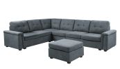 Isla 119" Gray Woven Fabric 7-Seater Sectional Sofa with Ottoman