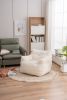 Soft Tufted Foam Bean Bag Chair With Teddy Fabric Ivory White