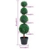 Artificial Boxwood Plant with Pot Ball Shaped Green 35.4"