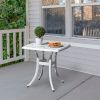 Outdoorr Cast Aluminum Square Table, End Table Side Table for Paio Backyard Pool, Cast Aluminum Cocktail Table, Outdoor Bar Table, White