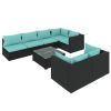 8 Piece Patio Lounge Set with Cushions Black Poly Rattan