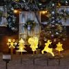 5Pcs Mixed Christmas Decoration Light Solar Stake Light Waterproof Reindeer Snowflake Bell Christmas Tree Santa Claus Light Outdoor Landscape Light