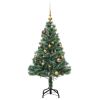 Artificial Christmas Tree 150 LEDs&Ball Set&Flocked Snow 59.1"