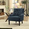 Modern Traditional Accent Chair Button Tufted BlueTextured Fabric Upholstery Solid Wood 1pc Living Room Furniture