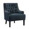 Modern Traditional Accent Chair Button Tufted BlueTextured Fabric Upholstery Solid Wood 1pc Living Room Furniture