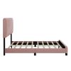 Queen Size Upholstered Platform Bed,No Box Spring Needed, Velvet Fabric,Pink