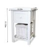 2pcs/Set Nightstands Bedroom, Simple Wooden Bedside Table Night Stand with Drawer and Storage Basket Household(White)