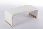 New Boucle Fabric Loveseat Ottoman Footstool Bedroom Bench Shoe Bench With Gold Metal Legs,Ivory White