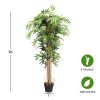 5-Feet Artificial Bamboo Silk Tree Indoor-Outdoor Decorative Planter