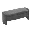 Ottoman Oval Storage Bench Chenille Fabric Bench with Large Storage Space for the Living Room, Entryway and Bedroom,gray