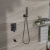 Shower System with Waterfall Tub Spout,10 Inch Wall Mounted Square Shower System with Rough-in Valve, Oil Rubber Bronze