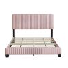 Queen Size Upholstered Platform Bed,No Box Spring Needed, Velvet Fabric,Pink