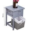 2pcs/Set Nightstands Bedroom, Simple Wooden Bedside Table Night Stand with Drawer and Storage Basket Household(Grey)