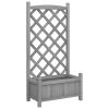 Planter with Trellis Gray Solid Wood Fir