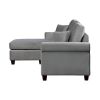 Reversible Configuration 1pc Sectional Sofa with 2 Pillows Gray Velvet Fabric Upholstered Tufted Back Living Room Furniture