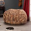 Jaxx Saxx 4 Ft Plush Round Bean Bag - Premium Luxe Faux Fur, Red Fox