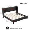 King size Upholstered Platform Bed Frame with Headboard, Mattress Foundation, Wood Slat Support, Quiet, no Box Spring Needed, Easy to Assemble BLACK