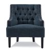 Modern Traditional Accent Chair Button Tufted BlueTextured Fabric Upholstery Solid Wood 1pc Living Room Furniture