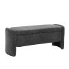 Ottoman Oval Storage Bench Chenille Fabric Bench with Large Storage Space for the Living Room, Entryway and Bedroom,gray