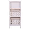 One Drawer Nightstand with Two Removable Baskets, Storage Bedside Table, Modern End Table with Tall Legs, Indoors, White