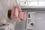 Classic Mid-Century 360-degree Swivel Accent Chair, Pink Linen