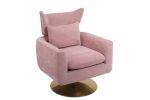 Classic Mid-Century 360-degree Swivel Accent Chair, Pink Linen