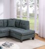 Living Room Furniture 2-PCS Sectional Sofa Set LAF Sofa And RAF Chaise Ash Black Color Tweeted-Like Velvet Tufted Couch Nailheads