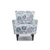 Armchair Modern Accent Sofa with Linen surface,Leisure Chair with solid wood feet for living room bedroom Studio,White Blue