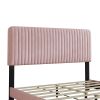 Queen Size Upholstered Platform Bed,No Box Spring Needed, Velvet Fabric,Pink