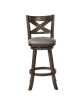 2Pc Beautiful Elegant Upholstered Swivel Chair Bar Stool Faux Leather Upholstery Padded Back Kitchen Dining Rustic Gray