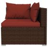 8 Piece Patio Lounge Set with Cushions Poly Rattan Brown