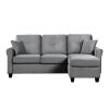 Reversible Configuration 1pc Sectional Sofa with 2 Pillows Gray Velvet Fabric Upholstered Tufted Back Living Room Furniture