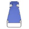 Folding Sun Lounger with Head Cushion Powder-coated Steel Blue