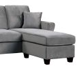 Reversible Configuration 1pc Sectional Sofa with 2 Pillows Gray Velvet Fabric Upholstered Tufted Back Living Room Furniture