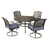 Round 4 - Person 51.97" Long Powder Coated Aluminum Dining Set with Navy Blue Cushions