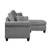 Reversible Configuration 1pc Sectional Sofa with 2 Pillows Gray Velvet Fabric Upholstered Tufted Back Living Room Furniture