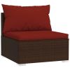 8 Piece Patio Lounge Set with Cushions Poly Rattan Brown