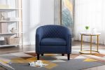 accent Barrel chair living room chair with nailheads and solid wood legs&nbsp; Black&nbsp; Navy Linen