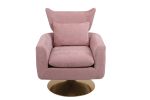 Classic Mid-Century 360-degree Swivel Accent Chair, Pink Linen