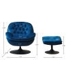 Swivel Leisure chair lounge chair velvet blue color with ottoman