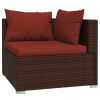 8 Piece Patio Lounge Set with Cushions Poly Rattan Brown